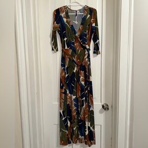 Women's size large Janette John‎ 3:16 church dress Tropical Leaf Print